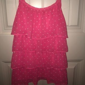 Pink & White Polka Dot Ruffled Tank